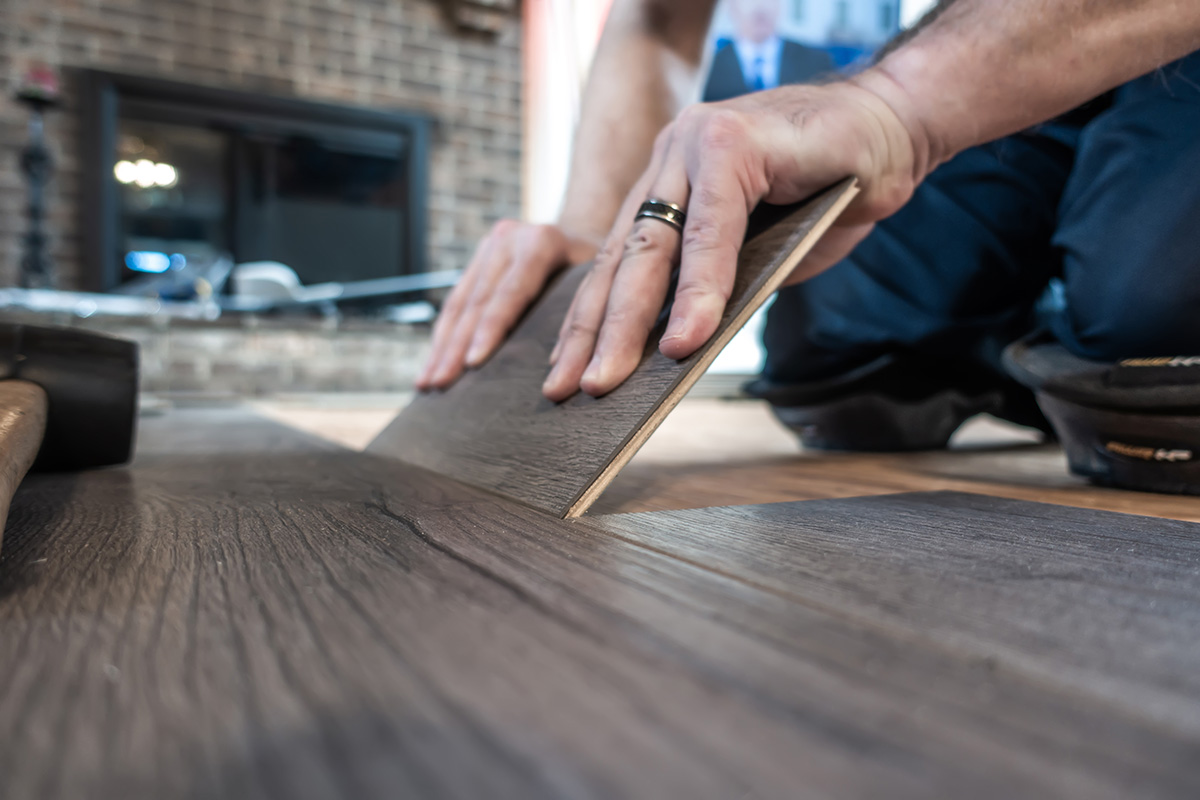 Dark vinyl plank flooring